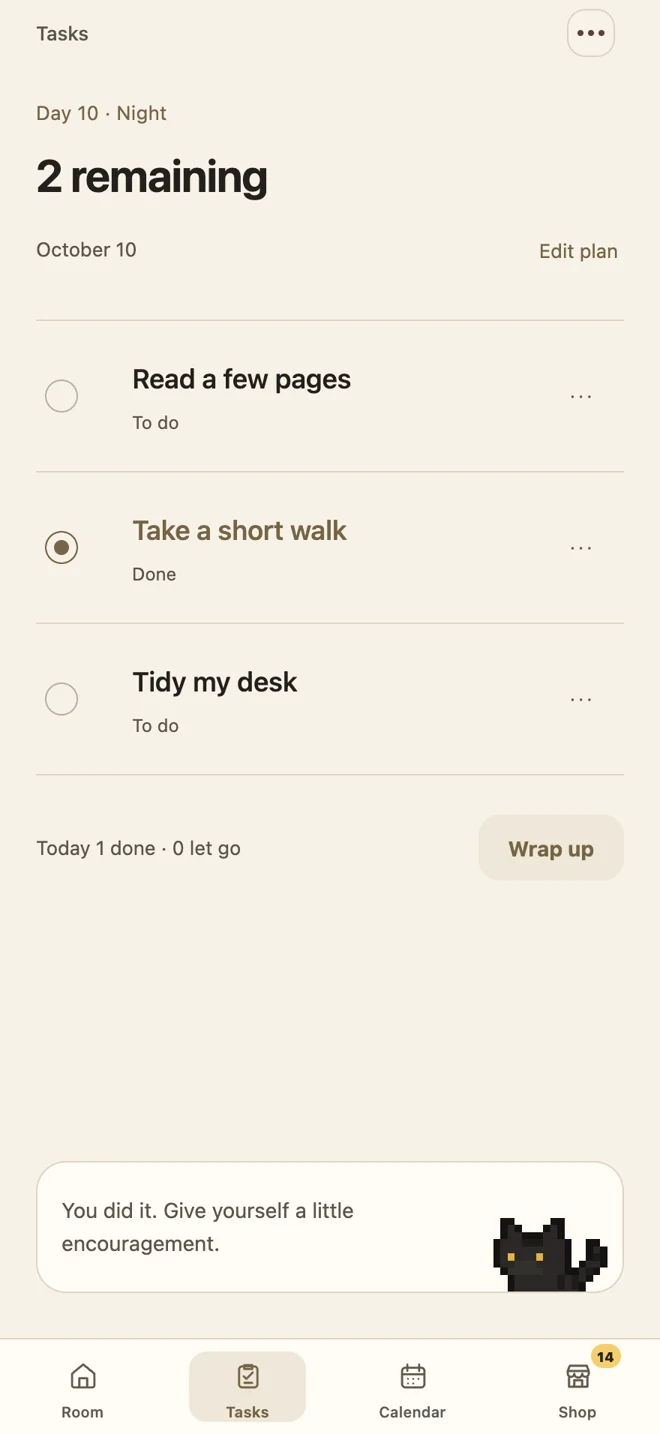 Actual app screen · Sample tasks