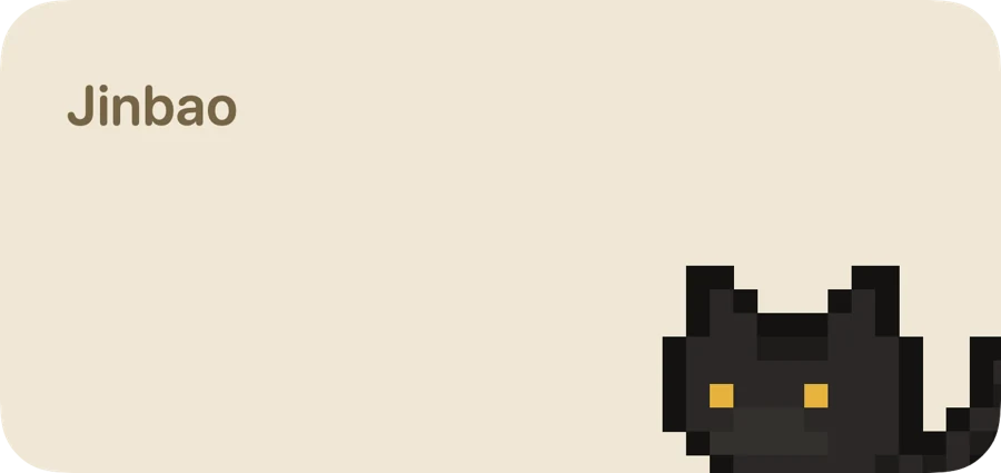 Cat Companion widget showing the pixel cat Jinbao
